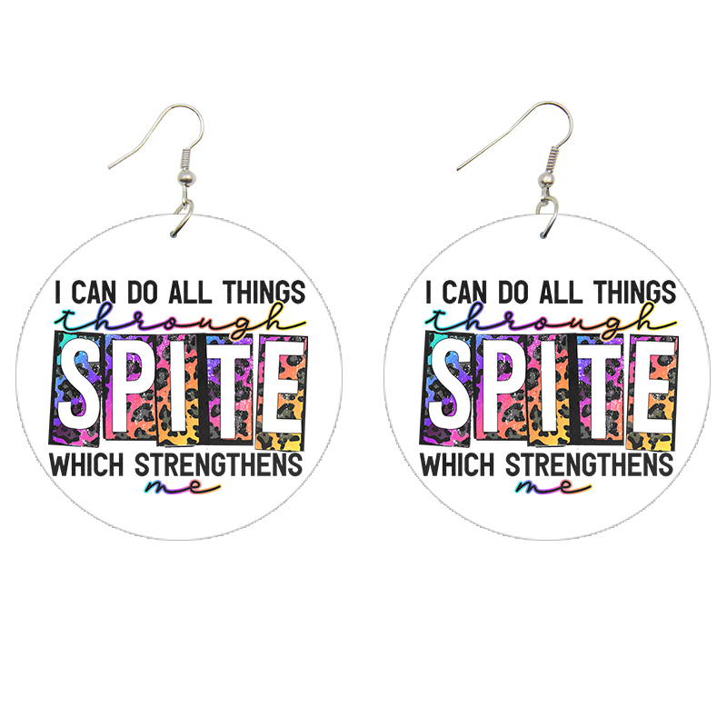 I Can Do All Things Through SPITE Wooden Earrings