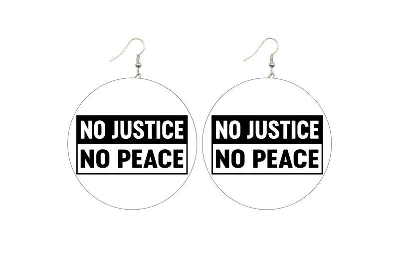 No Justice No Peace Wooden Earrings