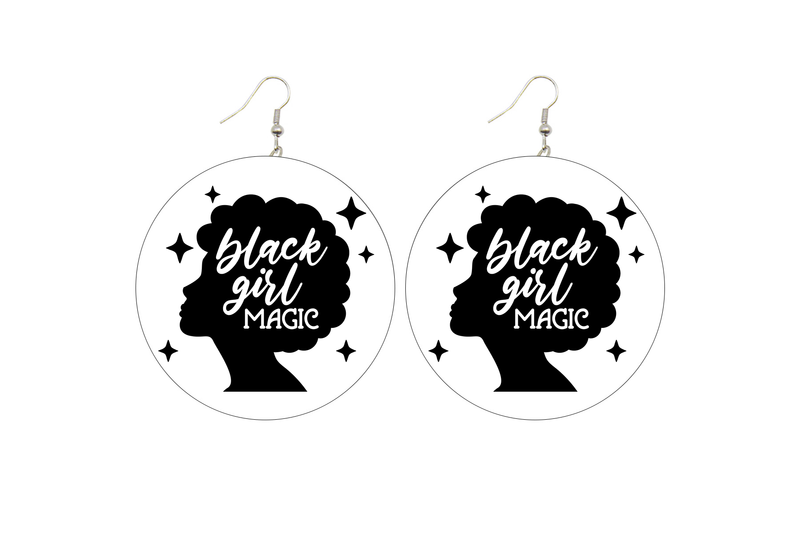 Black Girl Magic (Afro) Wooden Earrings (Kids/Tween - 5cm)