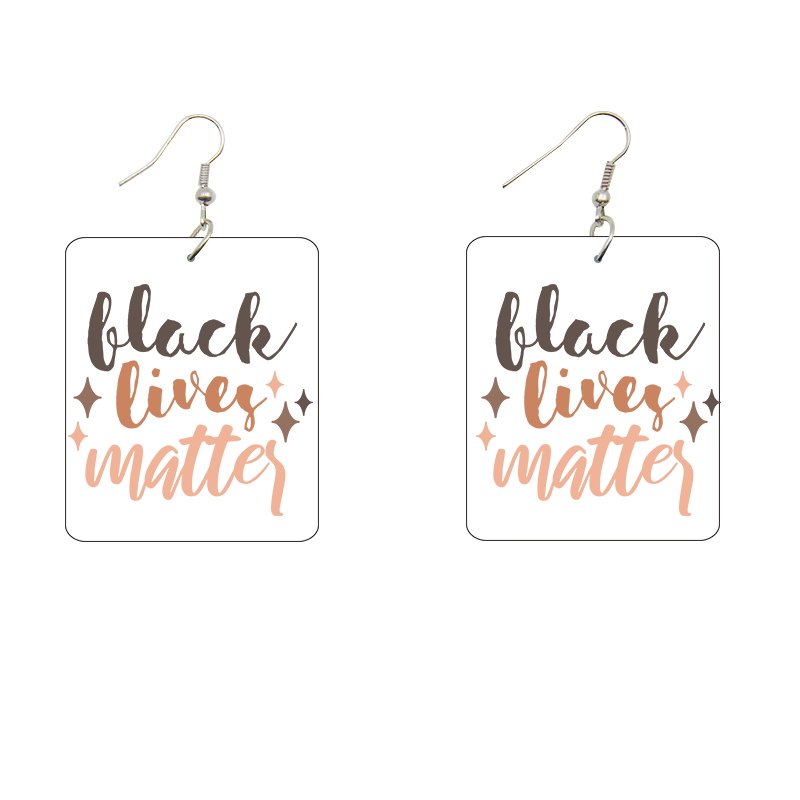 Black Lives Matter Rectangle Wooden Earrings