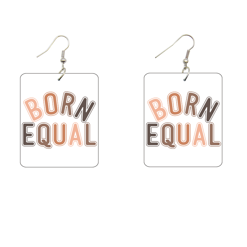 Born Equal Rectangle Wooden Earrings
