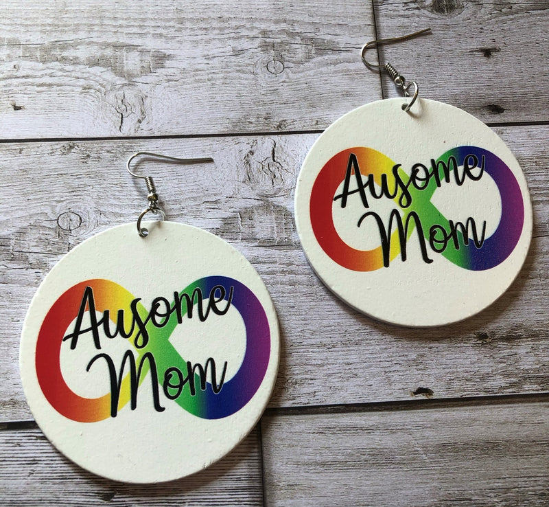 Ausome Mom Infinity Wooden Earrings (Adults - 6cm)