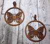 Butterfly Engraved Wooden Earrings