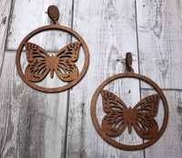 Butterfly Engraved Wooden Earrings