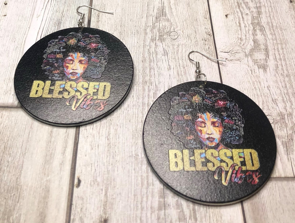 Blessed Vibes Wooden Earrings