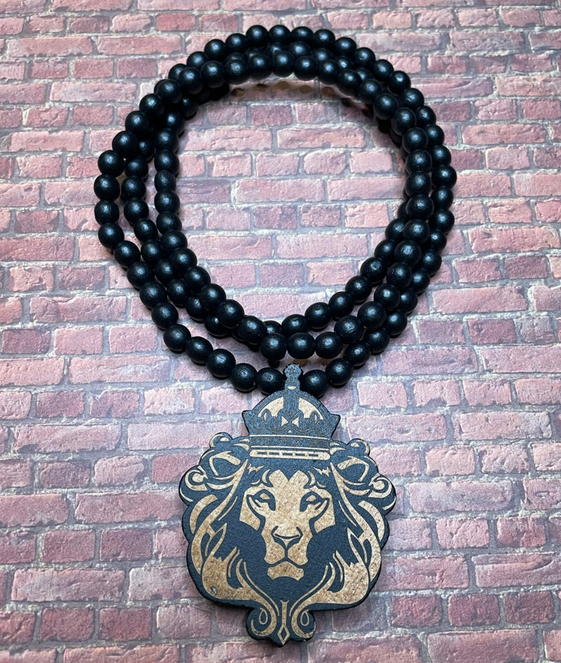 Black Lion Beaded Necklace