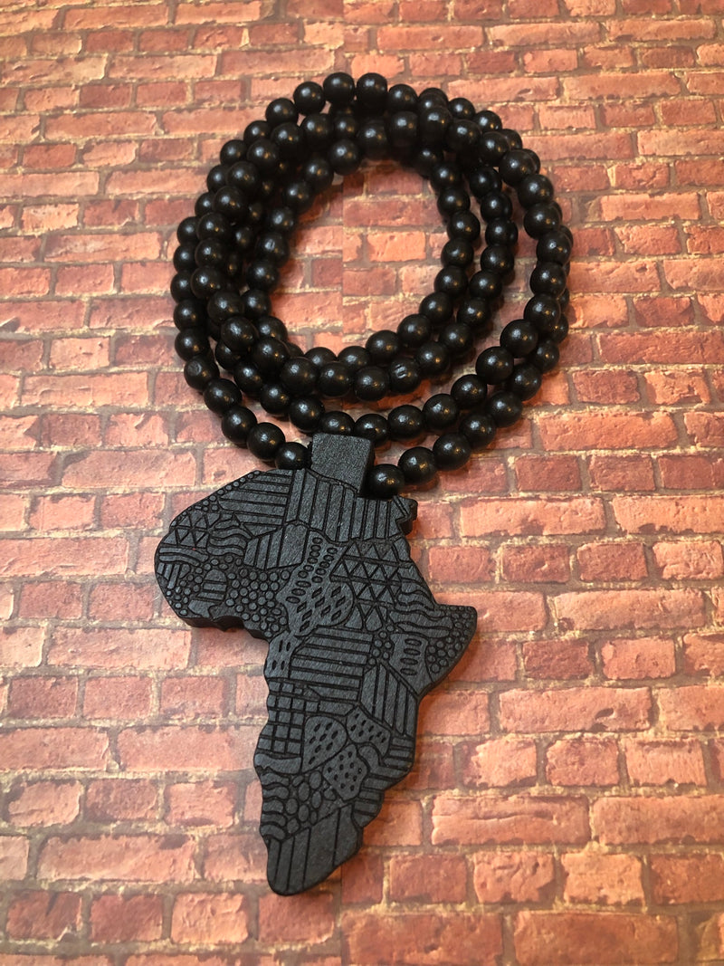 Afrocentric Africa Black Beaded Necklace