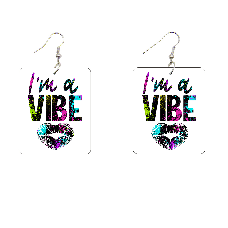 I'm A Vibe Rectangle Spray Paint Wooden Earrings