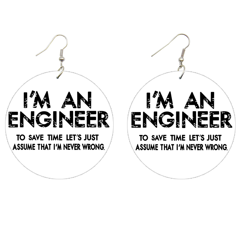 I'm an Engineer Wooden Earrings