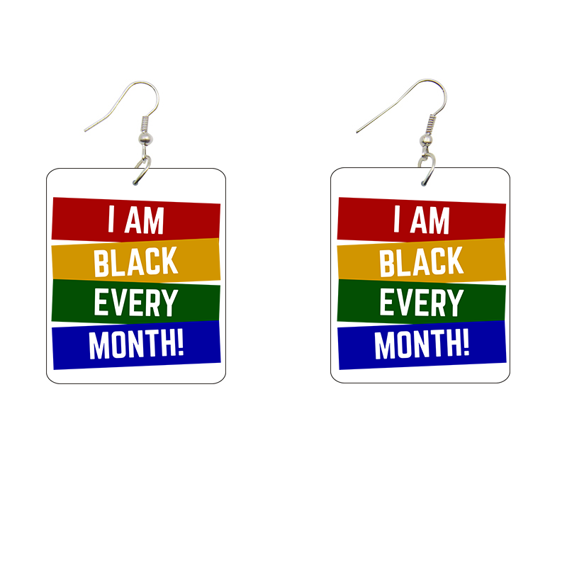 I am Black Every Month Wooden Earrings