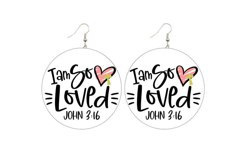 I am So Loved Earrings (John 3:16) (Kids/Tween - 5cm)