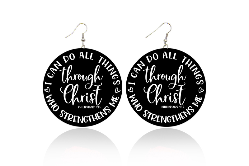 I Can Do All Things Through Christ (Philippians 4:13) Wooden Earrings