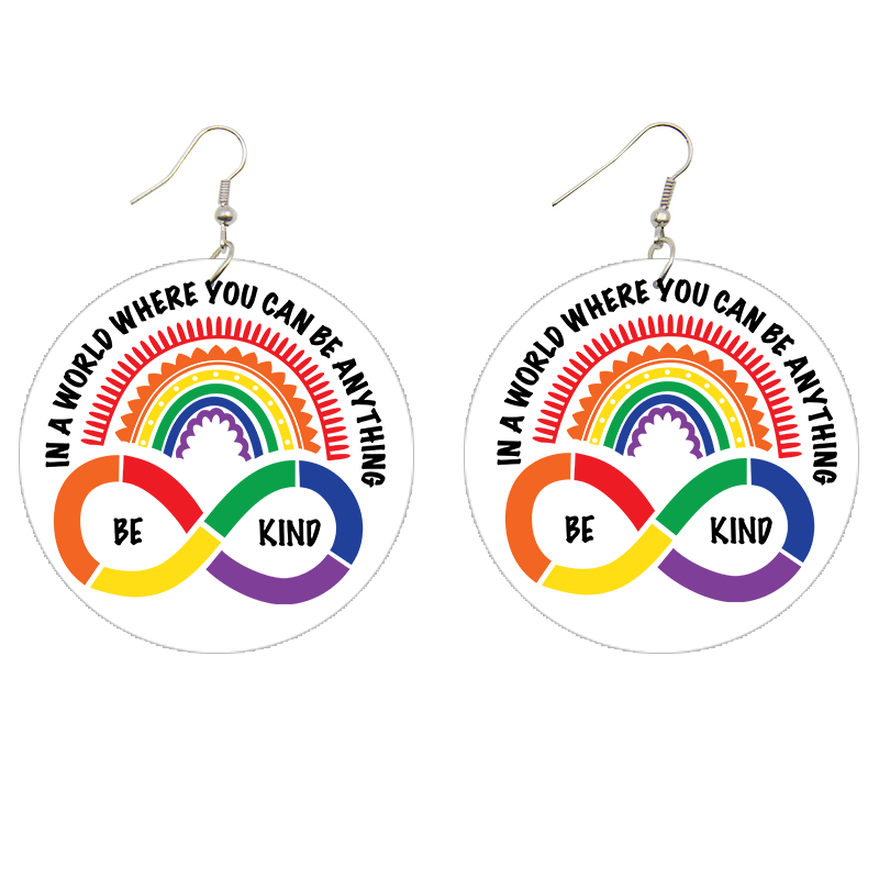 In a World Where You Can Be Anything - Be Kind Wooden Earrings