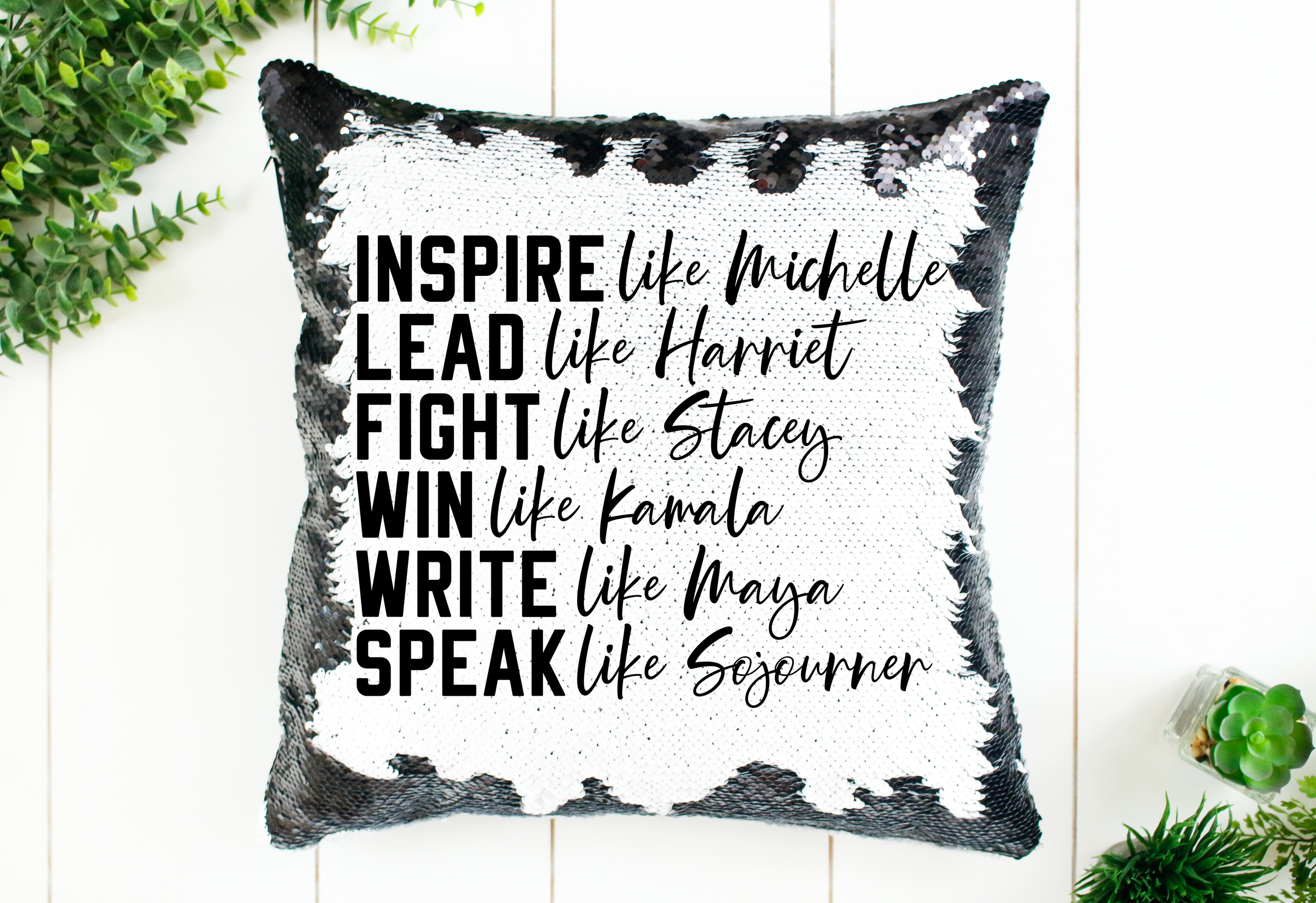 Inspire, Lead, Fight Sequin Pillow