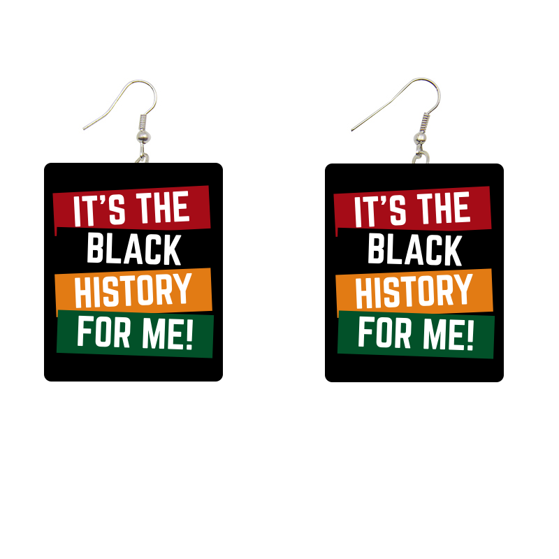It's The Black History For Me Rectangle Wooden Earrings