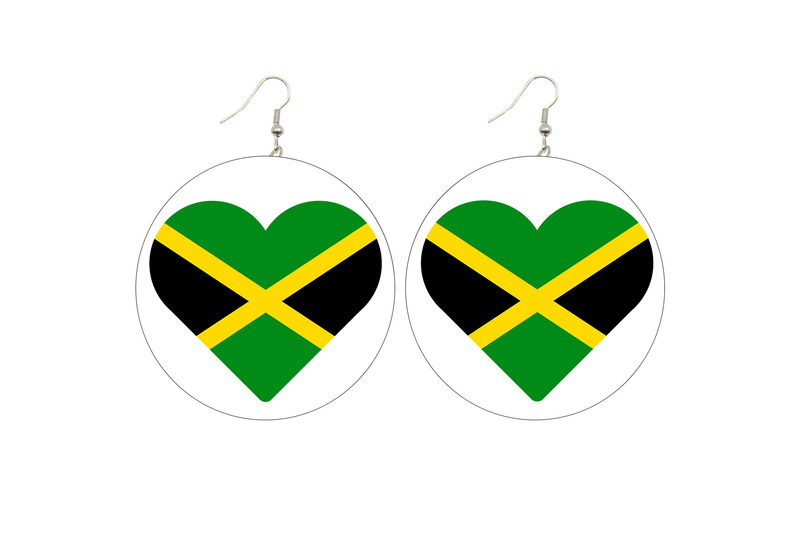 Jamaica Heart Wooden Earrings