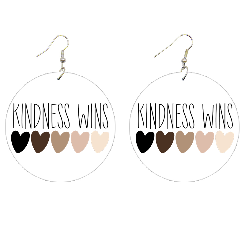 Kindness Win Wooden Earrings