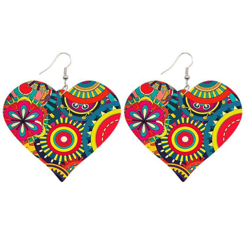 Woodstock Heart Wooden Earrings