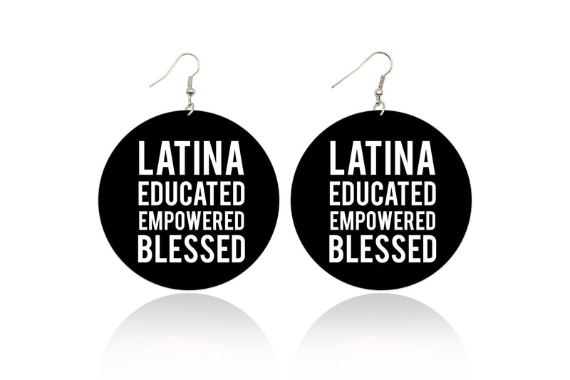 Latina Educated Empowered Blessed Wooden Earrings