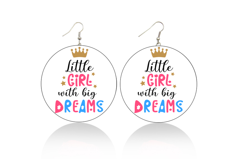 Little Girl with Big Dreams Wooden Earrings (Kids/Tween - 5cm)