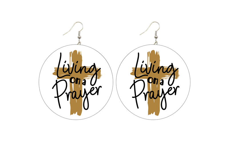 Living on a Prayer Wooden Earrings