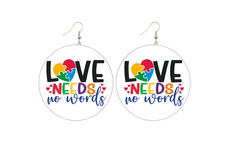 Love Needs No Words Wooden Earrings (Adults - 6cm)