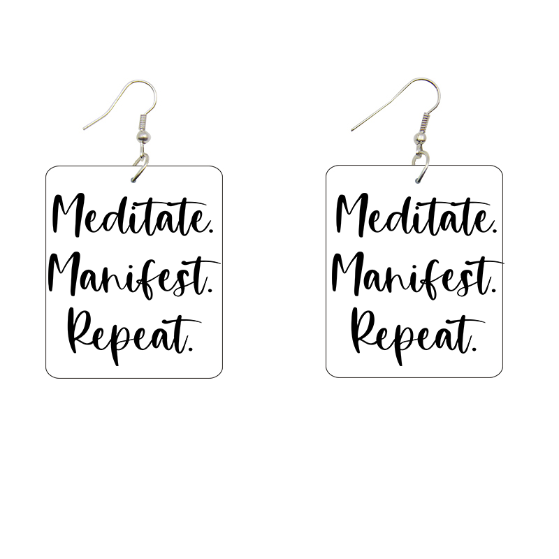 Meditate. Manifest. Repeat. Wooden Earrings