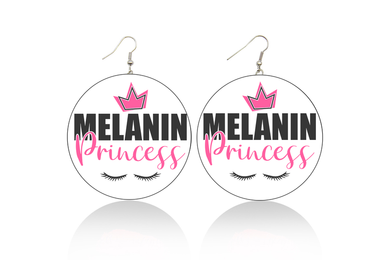 Melanin Princess Wooden Earrings (Kids/Tween - 5cm)