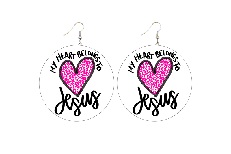 My Heart Belongs to Jesus Wooden Earrings