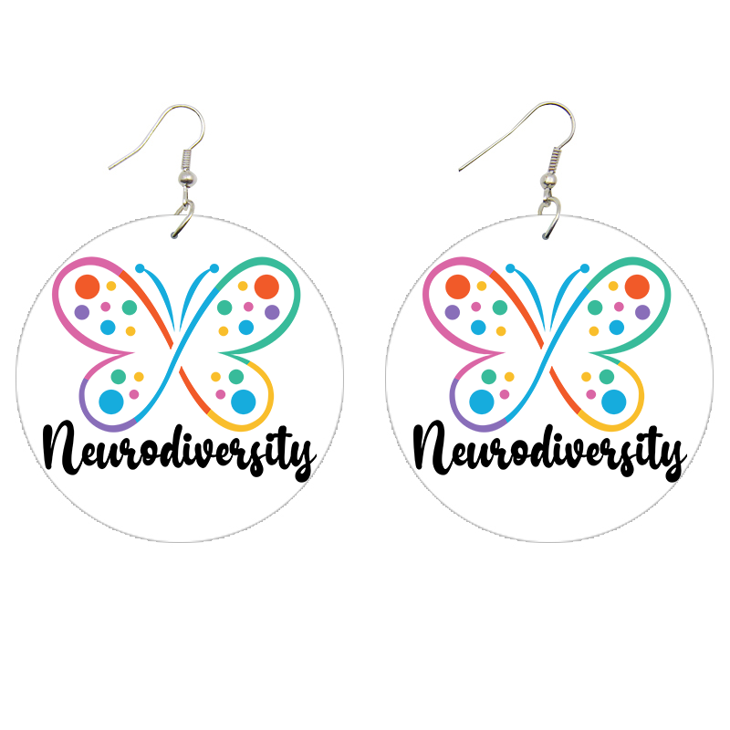 Neurodiversity Butterfly	Wooden Earrings