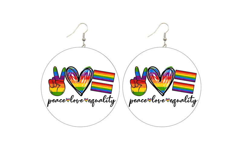 Peace, Love, Equality Wooden Earrings