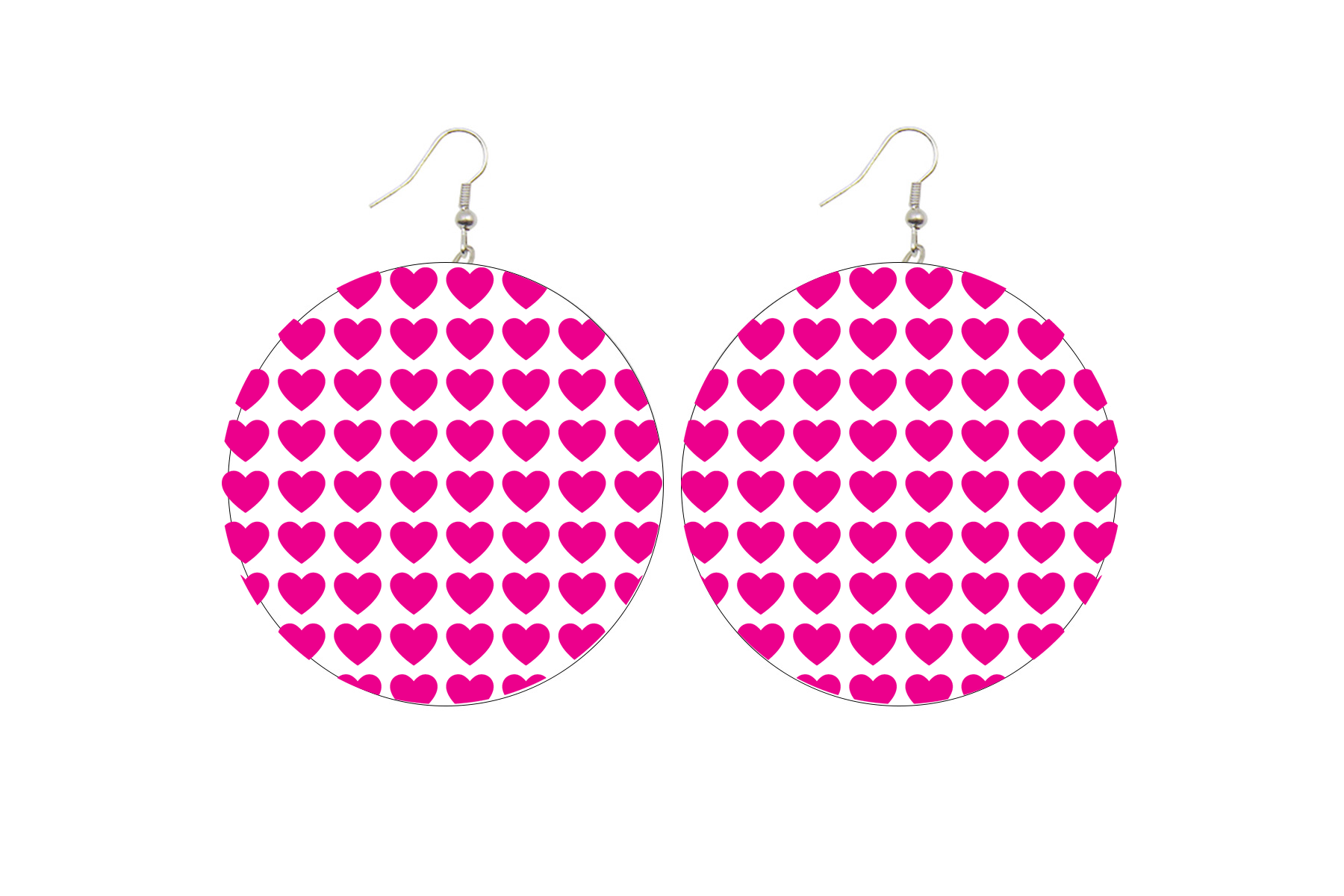 Pink Hearts Wooden Earrings