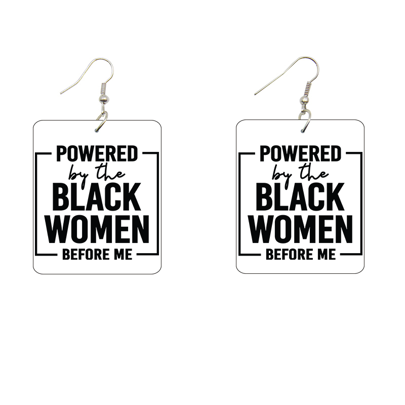 Powered By The Black Women Before Me Wooden Earrings