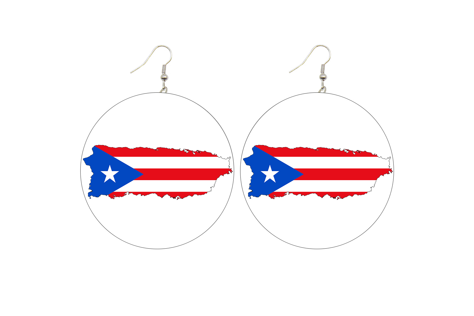 Puerto Rico Flag Wooden Earrings