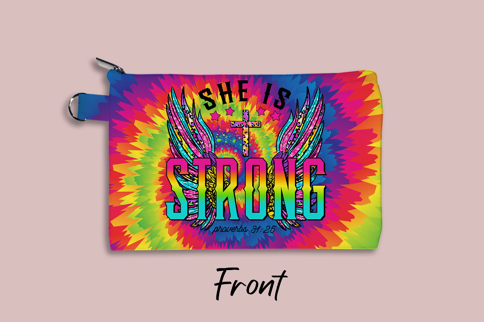 She is Strong (Proverbs 31:25) Personalized Cosmetic Bag