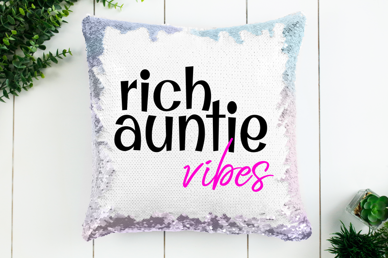 Rich Auntie Vibes Sequin Pillow
