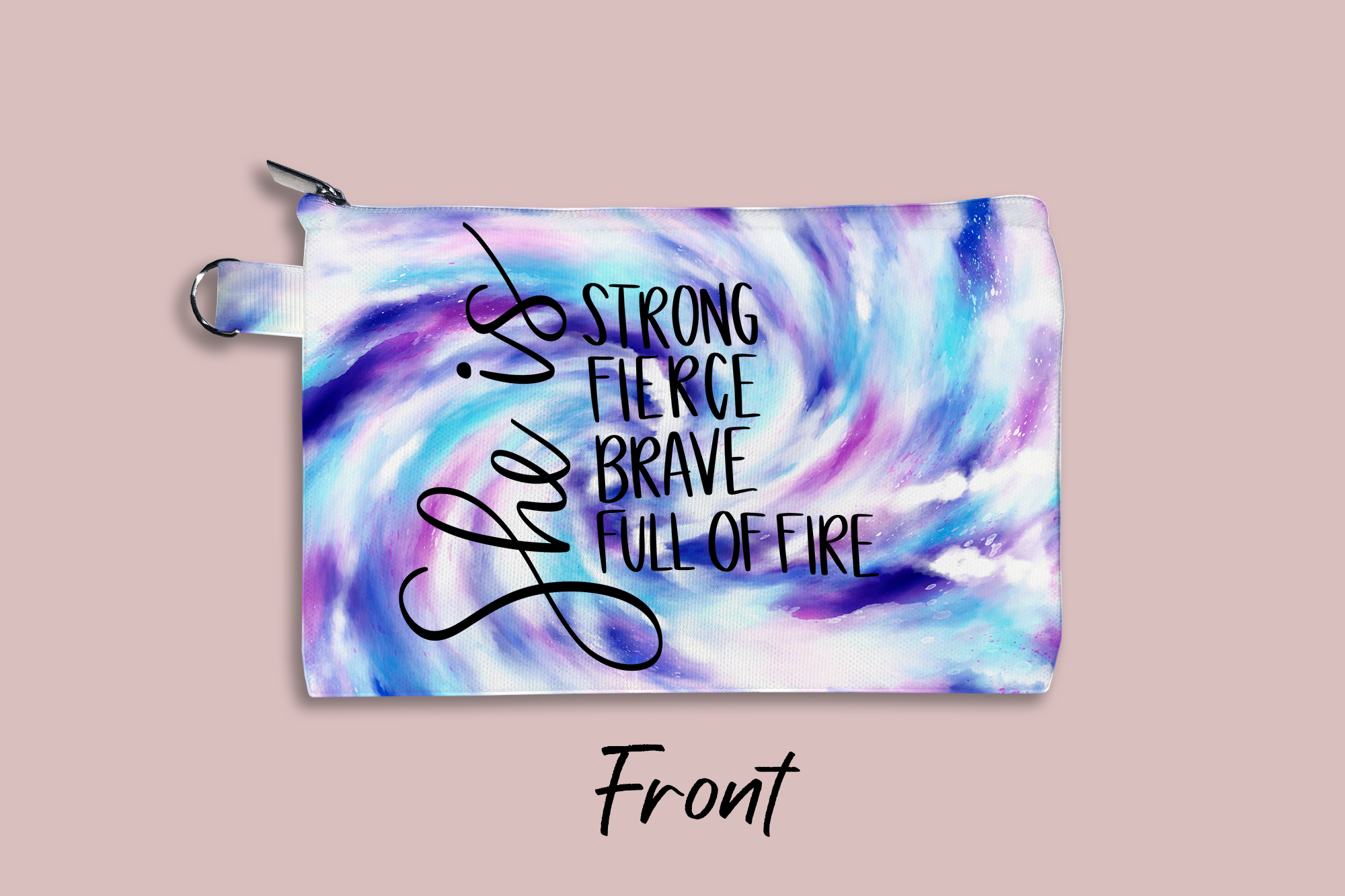 She is Strong Fierce Brave Full of Fire Tie-Dye Personalized Cosmetic Bag