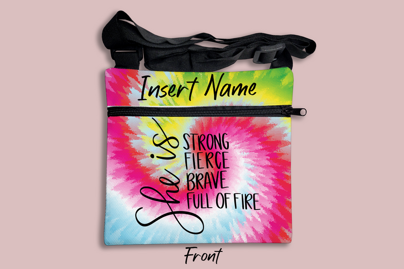She is Strong Fierce Brave Full of Fire Cross Body Bag + FREE Bookmark