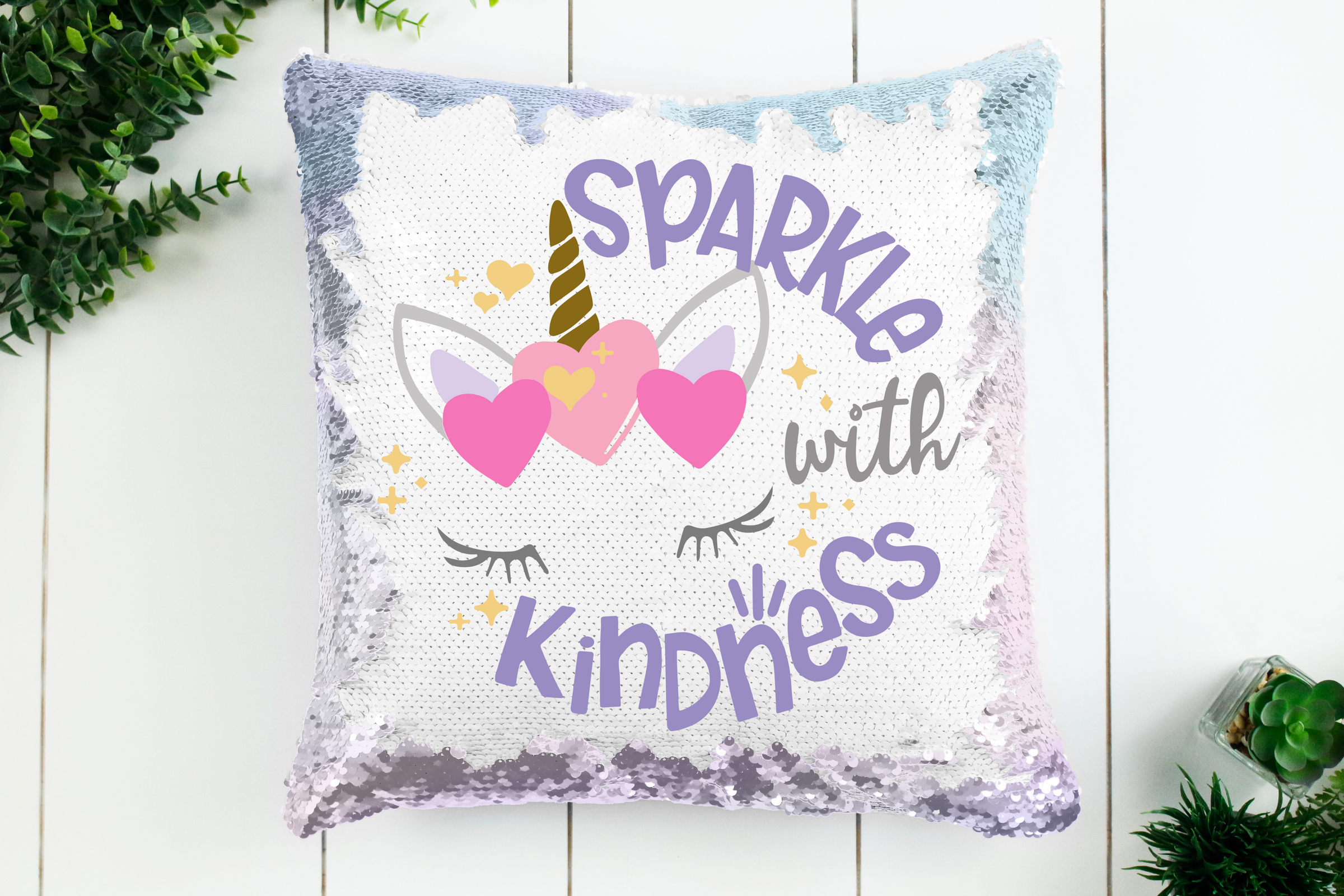 Sparkle with Kindness Sequin Pillow