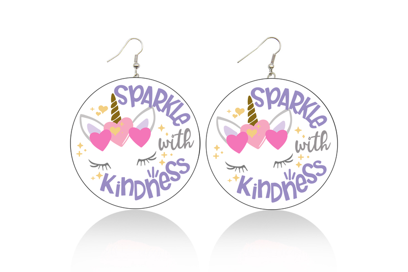 Sparkle with Kindness Wooden Earrings (Kids/Tween - 5cm)