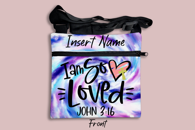 I am so loved (John 3:16) Cross Body Bag + FREE Bookmark