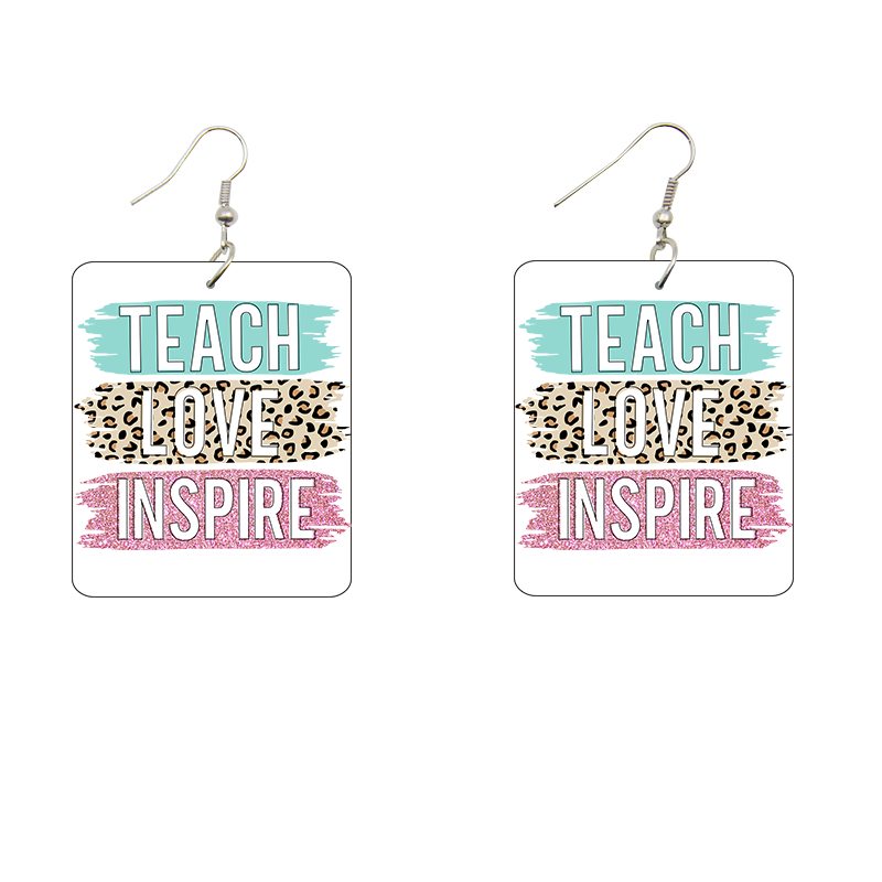 Teach, Love, Inspire Wooden Earrings