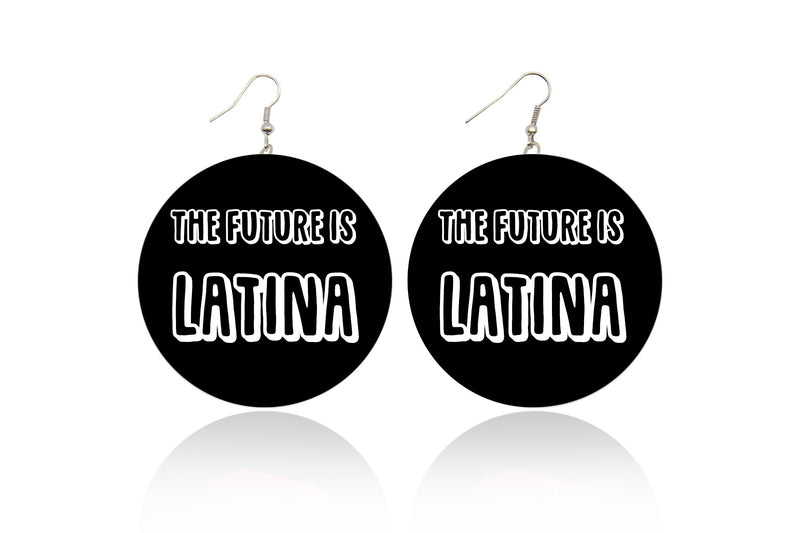 The Future is Latina (Black) Wooden Earrings