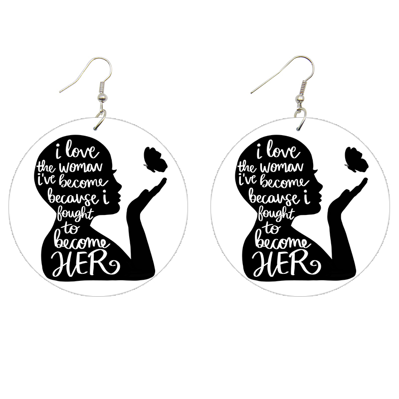 The Woman I've Become - Breast Cancer Wooden Earrings