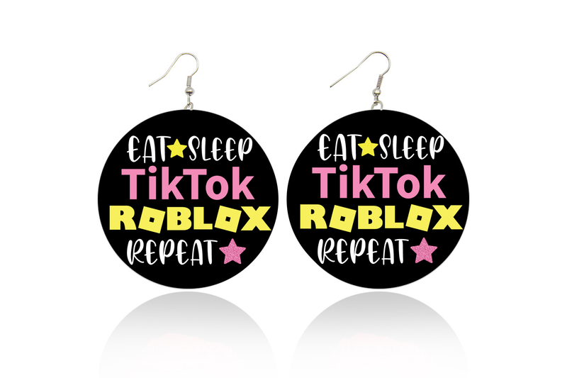 TikTok & Roblox Wooden Earrings (Kids/Tween - 5cm)