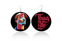 Tupac Thug Life Wooden Earrings
