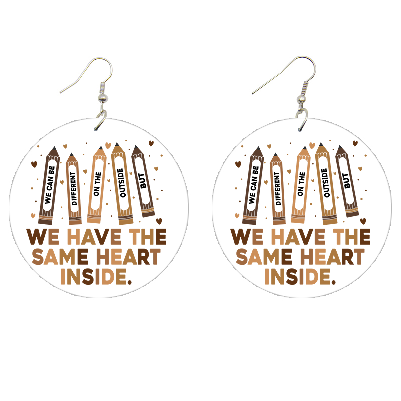 We Have the Same Heart Inside Wooden Earrings
